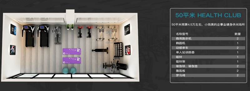 50平方健身室-leyu.乐鱼健身器材企事业健身解决方案
