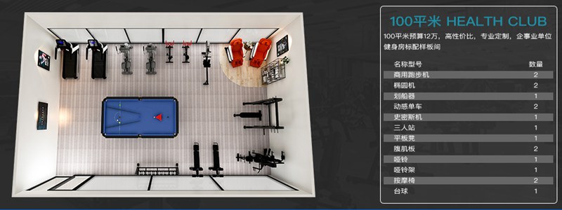 100平方健身室-leyu.乐鱼健身器材企事业健身解决方案